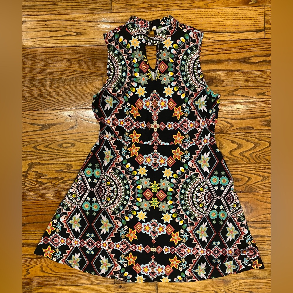 New York & Co. Fit & flare floral Boho dress - Black - Size Large